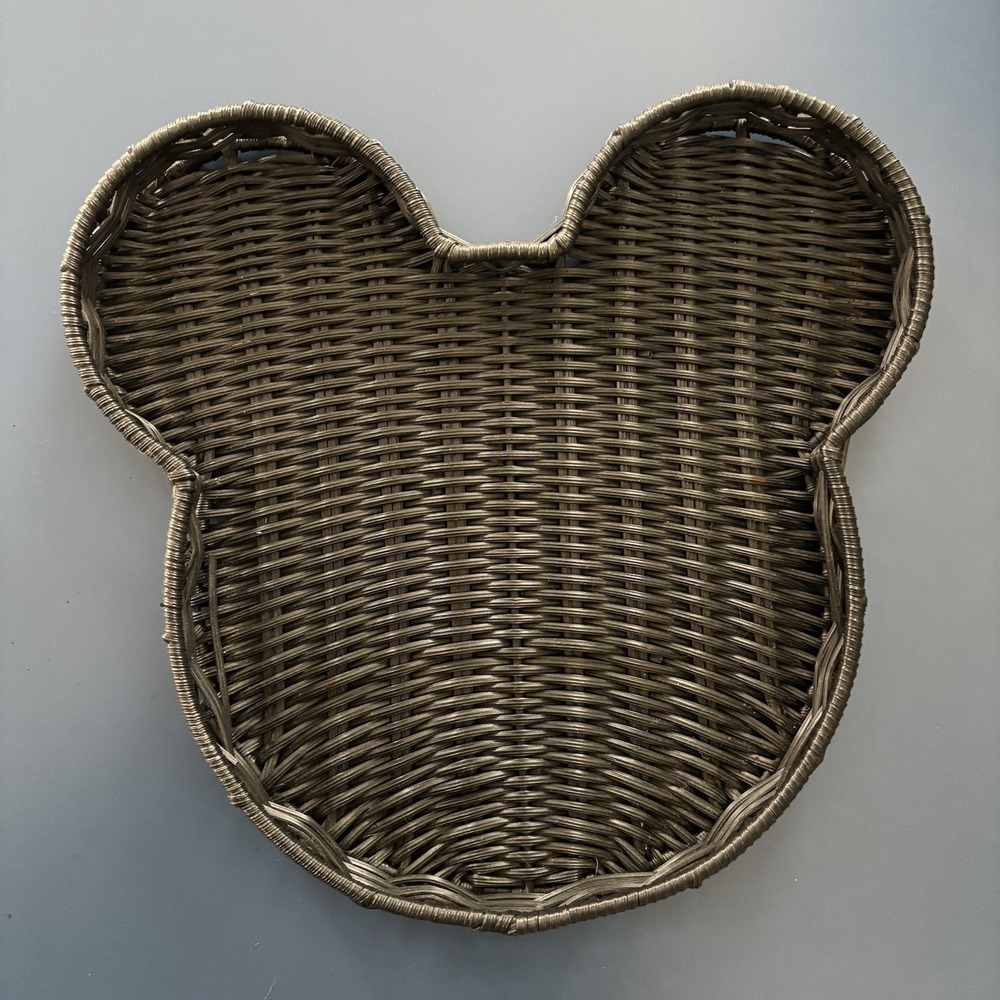 Disney Mickey Mouse Decorative Tray "Catch All" Black Wicker‎ Style 10" Serving